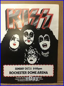 Original 1975 Kiss Concert poster Rochester NY 17x23