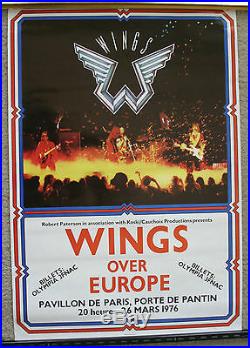 Original 1976 Wings Paul McCartney concert poster Paris France Wings Over Europe