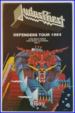 Original 1984 Judas Priest Defenders Tour Concert Poster Long Beach CA 13 x 20