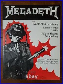 Original 1988 Megadeth Concert Poster Pittsburgh Rock Thrash Metal Vintage