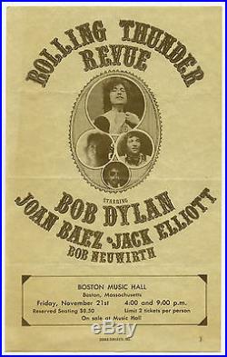 Original BOB DYLAN Joan Baez ROLLING THUNDER REVUE 1975 Concert Handbill