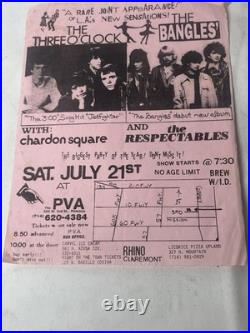 Original Bangles Three O'Clock Paisley Underground PVA Pomona Concert Flyer