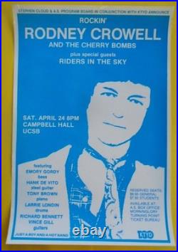 Original Concert Poster 1973-rodney Crowell Ucsb-vince Gill Guitar 18 Years Old