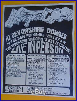 Original Concert Poster/jimi Hendrix-jethro Tull-marvin Gaye/devonshire Downs-69