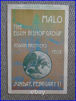 Original Concert Poster-malo-elvin Bishop-felix Tom Morris-art/stockton Civic-73