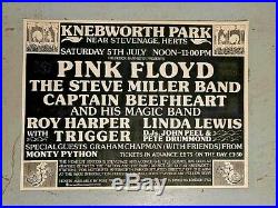 Original Large 1975 Pink Floyd Knebworth Park Concert Poster Buy It Now For $450