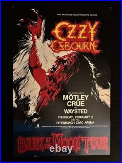 Original Ozzy Osbourne 1983 Bark At The Moon Concert Tour Poster-motley Crue