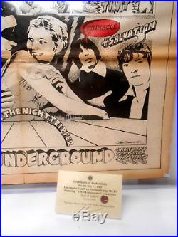 Original Poster SZ Velvet Underground Chambers Bros Dr John Concert Ad COA 1968