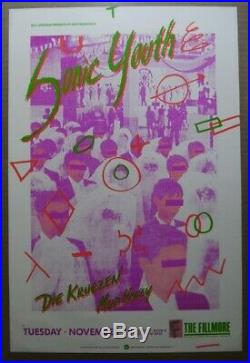 Original SONIC YOUTH MUDHONEY Fillmore West Concert Poster Nov 15 1988 1st Press