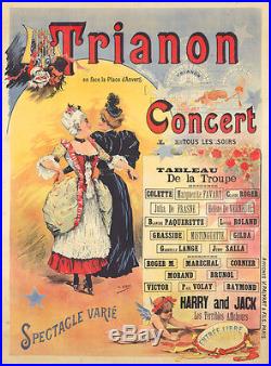 Original Vintage Poster Art Nouveau Trianon Concert 1895 Cabaret France Club