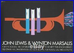 Original Vintage Poster John Lewis Wynton Marsalis Jazz Library Concert 1996 Art