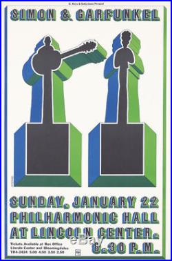 Original Vintage Poster Milton Glaser Simon & Garfunkel Music Concert Rock Folk
