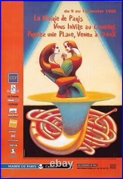Original Vintage Poster Paris Concert French Horn 1998 Music