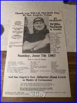 Original Willie Nelson Concert Poster-San Angelo Texas 1987-Rare