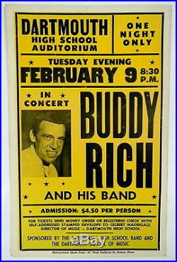 Original boxing style BUDDY RICH concert poster Dartmouth, MA 1965 or 71 beauty
