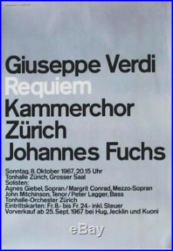 Original vintage poster CONCERT G. VERDI REQUIEM ZURICH 1967
