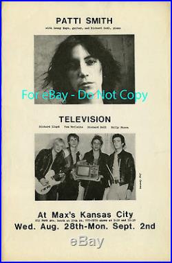 PATTI SMITH, TELEVISION Original 1974 Concert Poster HOLY GRAIL