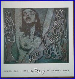 PEARL JAM concert poster Rome Italy 1996 original #26/1000 with8 cards green lady