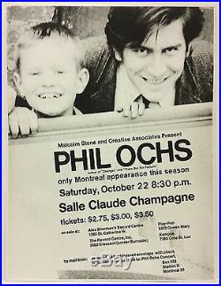 PHIL OCHS Original 1966 Cardboard Boxing Style Concert Poster WOW