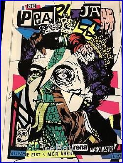 Pearl Jam Ames Bros Shawn Wolf 2012 Manchester Concert Poster! Rare! S/n A/p 115