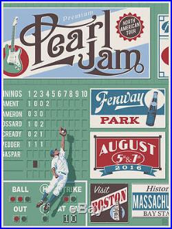 Pearl Jam Boston Fenway Park Scoreboard Concert Poster 2016