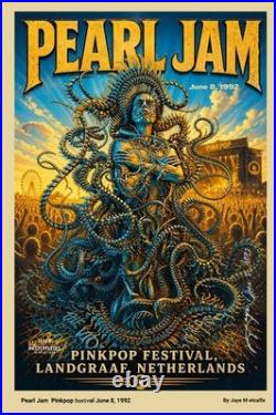Pearl Jam Concert poster Pinkpop festival June 8, 1992, by Jaye Metcalfe