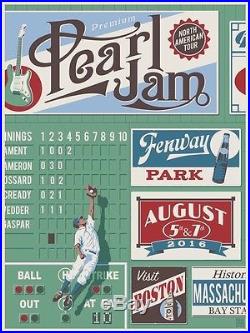 Pearl Jam Fenway Park Concert Catch Poster Steve Thomas Boston 2016 NEW