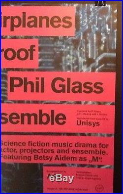 Phil Glass 1000 AIRPLANES 1989 Fluxus Electronic Music Concert Lithograph Poster
