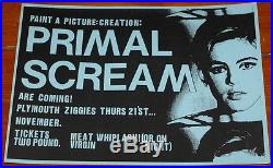 Primal Scream Authentic Original Concert Poster Plymouth Ziggies 21 Nov 1986