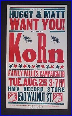 RARE 1998 KORN Hatch Show Print Nashville PHILLY HMV RECORD STORE Concert Poster