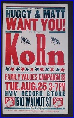 RARE 1998 KORN Hatch Show Print Nashville PHILLY HMV RECORD STORE Concert Poster