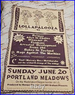 RARE 24×36 Vintage Lollapalooza 1993 Concert Poster, Alice in Chains, Primus