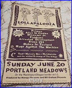 RARE 24×36 Vintage Lollapalooza 1993 Concert Poster, Alice in Chains, Primus