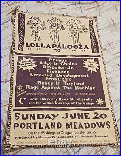 RARE 24×36 Vintage Lollapalooza 1993 Concert Poster, Alice in Chains, Primus