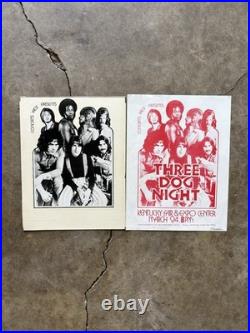 RARE! Original 70's Handbill + Artwork Three Dog Night Concerts West Poster