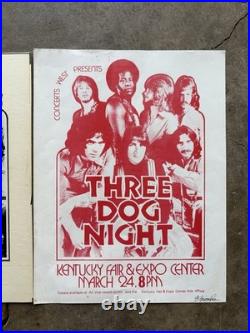 RARE! Original 70's Handbill + Artwork Three Dog Night Concerts West Poster