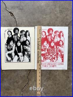 RARE! Original 70's Handbill + Artwork Three Dog Night Concerts West Poster