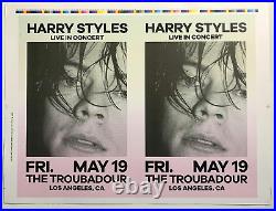 RARE UNCUT Harry Styles LA Concert 19 x 25 double poster THE TROUBADOUR