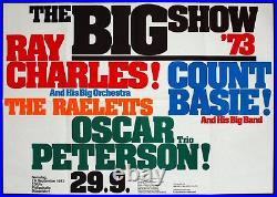 RAY CHARLES COUNT BASIE OSCAR PETERSON 1973 German A1 concert poster NM