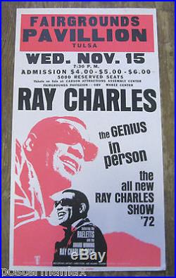 RAY CHARLES Original 1972 Cardboard Boxing Style Concert Poster GLOBE POSTER