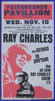 RAY CHARLES Original 1972 Cardboard Boxing Style Concert Poster GLOBE POSTER