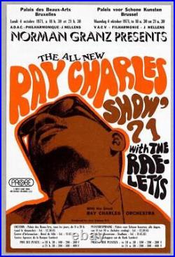 RAY CHARLES rare vintage original Brussels 1971 jazz concert handbill