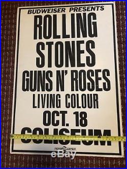 ROLLING STONES/GUNS N' ROSES/LIVING COLOUR Boxing Style'89 Concert Poster RARE