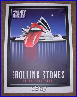ROLLING STONES concert poster print SYDNEY 11-12-14 2014 Lithograph ON FIRE