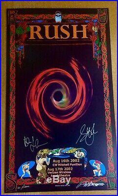 RUSH Vapor Trails Concert Poster Hand Signed Geddy Lee Alex LIfeson NO RESERVE