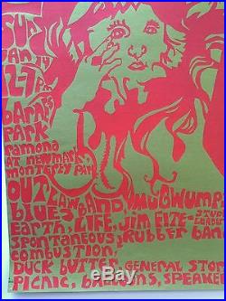 Rare 1967 LA Peace In Outlaw Blues Band Concert Poster Mugwumps Psychedelic CA