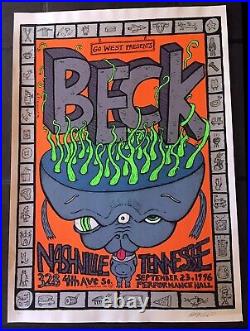 Rare Beck Nashville TN 1996 David Fremont S/N 166/300 Silkscreen Concert Poster