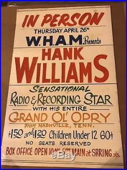Rare HANK WILLIAMS Sr 1951 Original concert poster Birmingham Alabama