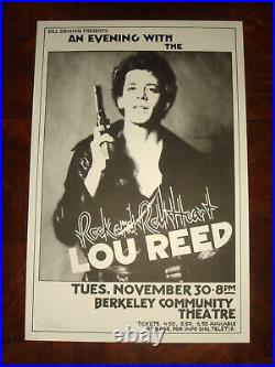 Rare LOU REED Berkeley, CA 1976 CONCERT POSTER SIGNED by RANDY TUTEN Mint Cond