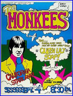 Rare Original Monkees Sacramento State Fair 1969 Concert Poster Queen Lily Soap